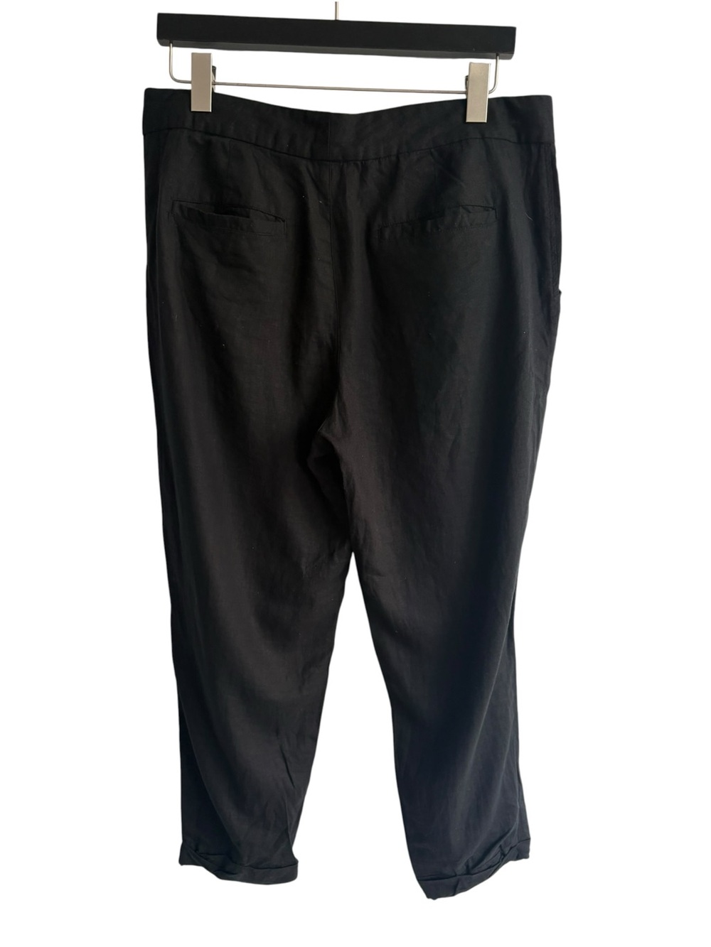 Free People Linen Blend Free Cropped Tie Pant Black Sz 10 - Picture 2 of 12